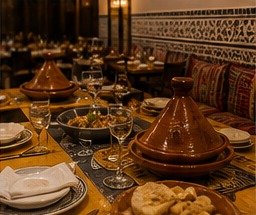 Mesa puesta con tajines